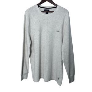 Polo Ralph Lauren Mens Waffle Knit Long Sleeve Shirt Layering XL Heather Gray